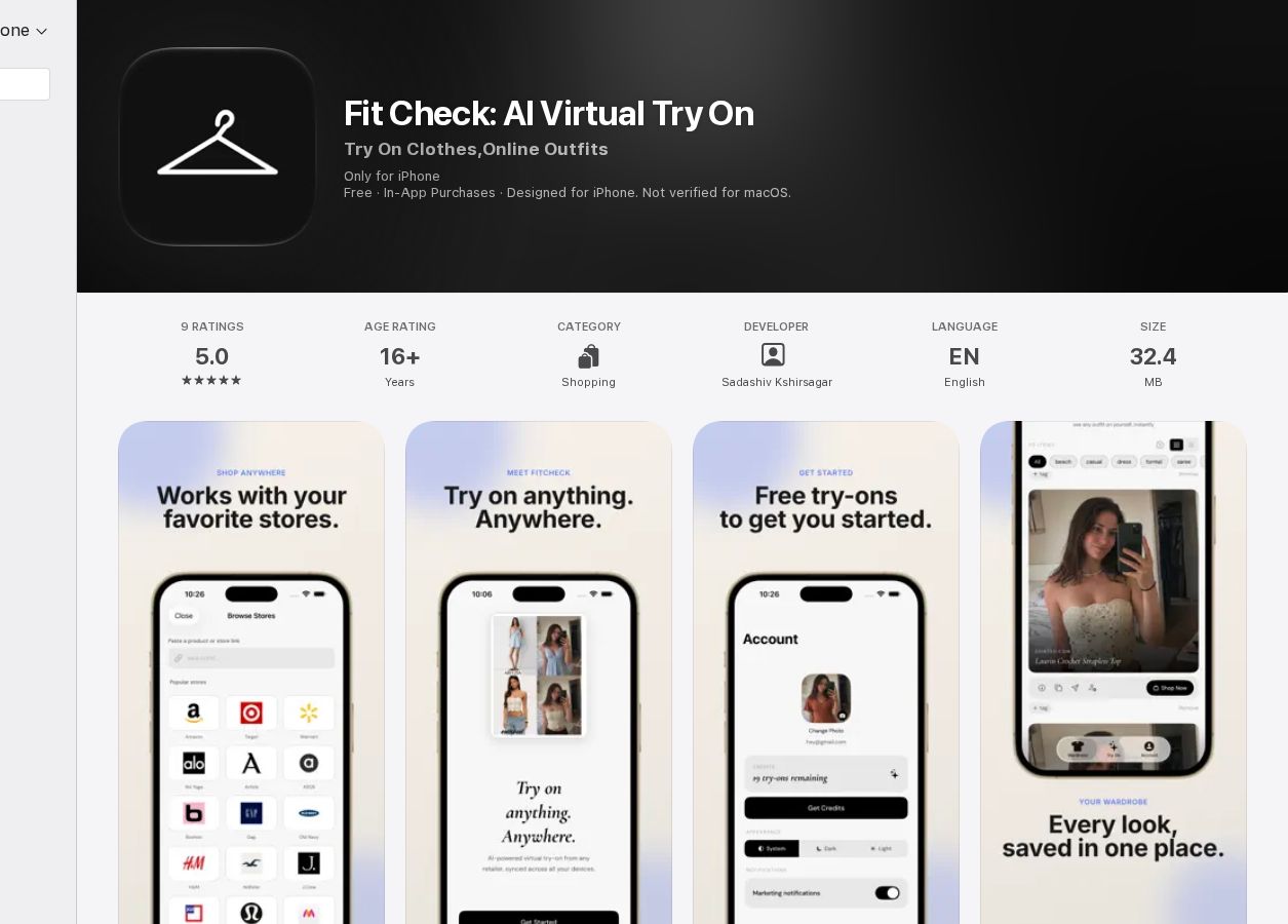 Screenshot of Fit Check
