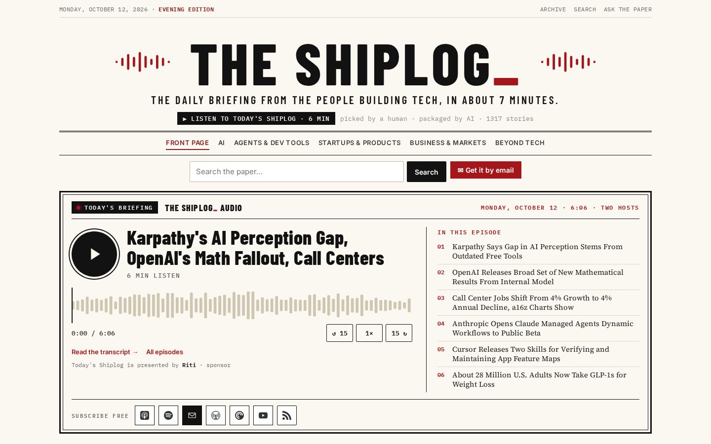Screenshot of The Shiplog